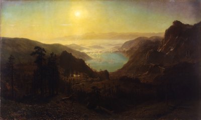 Donnermeer vanaf de top, 1873 door Albert Bierstadt